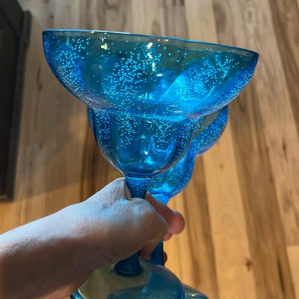 Fun Party Blue Long Stem Hard Plastic Glasses